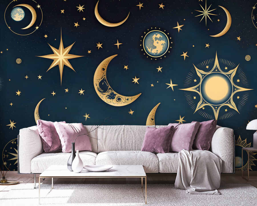 Lua e estrelas no céu