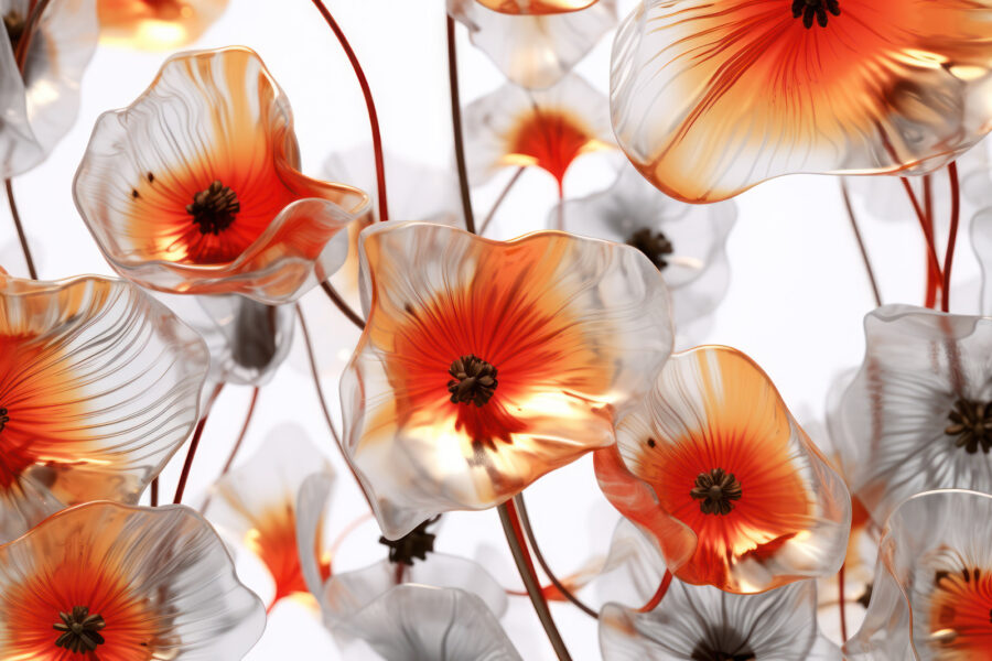 Grupo de flores de vidro