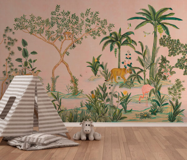 Papel de parede com animais e árvores Papel de parede com animais e árvores