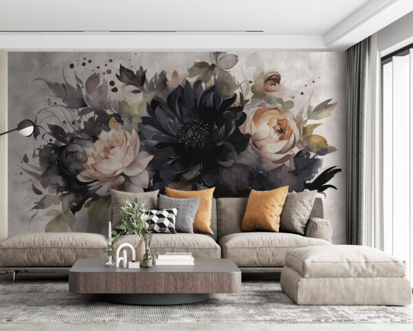 Pintura de flores e folhas Pintura de flores e folhas