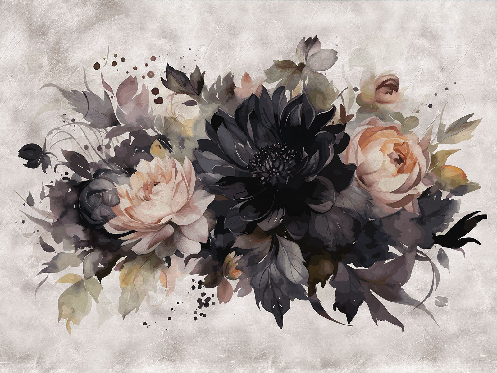 Painting of flowers and leaves