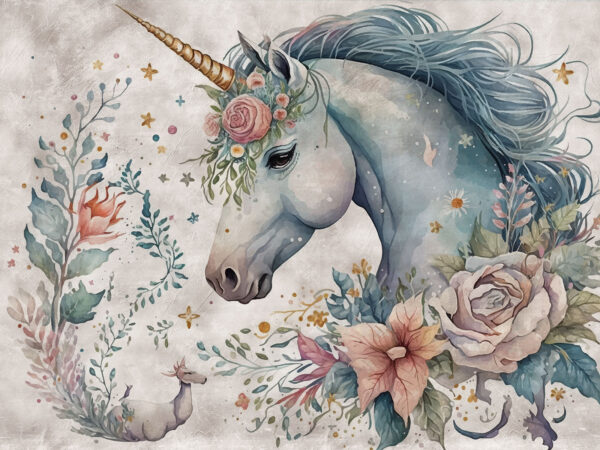 Unicorn with flowers and leaves Unicorn with flowers and leaves