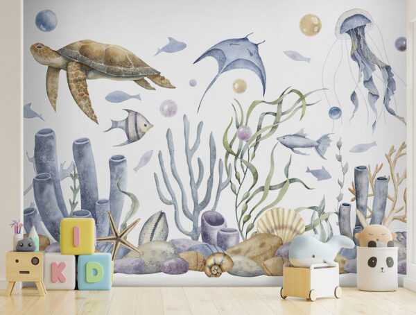 Papel de parede Papel de parede Vida marinha com peixes e algas marinhas (REF: u95400)