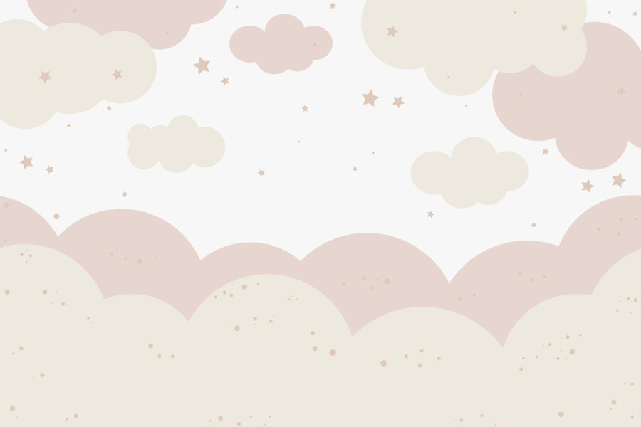 Nuvens e estrelas cor-de-rosa e brancas