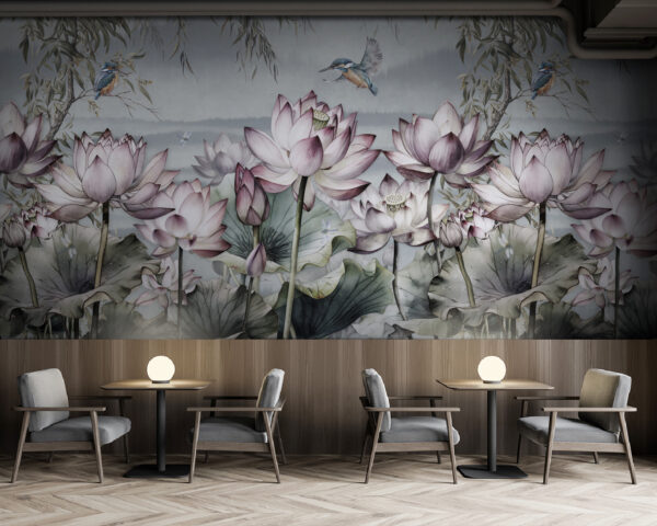 Pintura de flores e de um pássaro Pintura de flores e de um pássaro