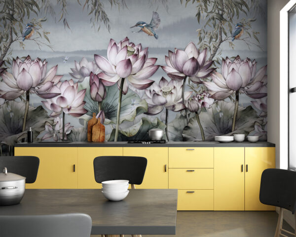 Pintura de flores e de um pássaro Pintura de flores e de um pássaro