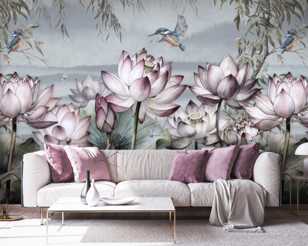 Pintura de flores e de um pássaro Pintura de flores e de um pássaro
