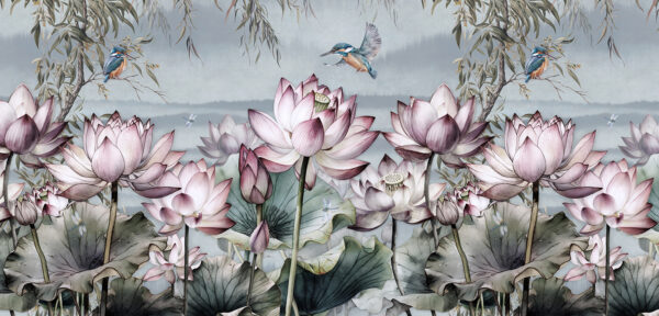 Pintura de flores e de um pássaro Pintura de flores e de um pássaro