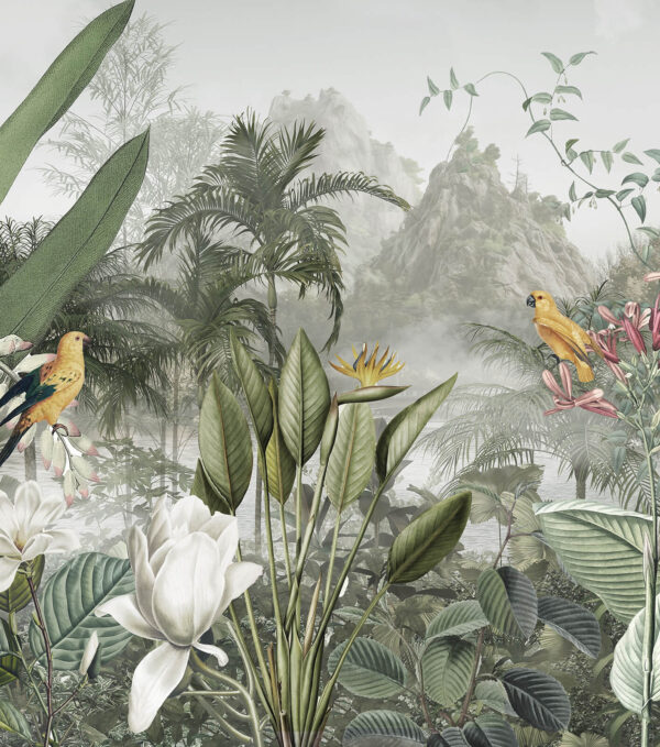 Grupo de plantas e aves Grupo de plantas e aves