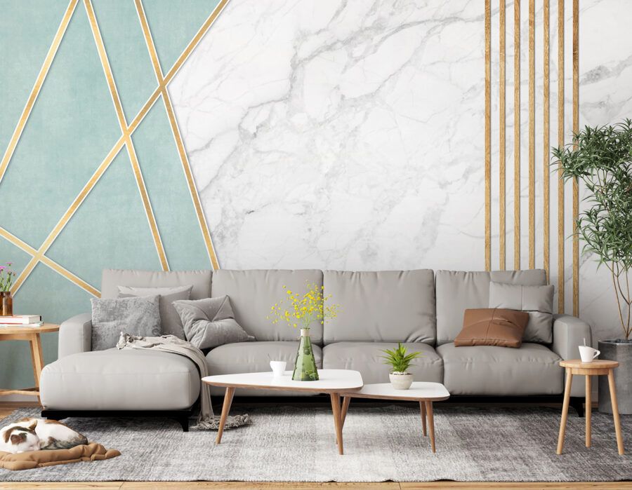 Design elegante em menta e mármore