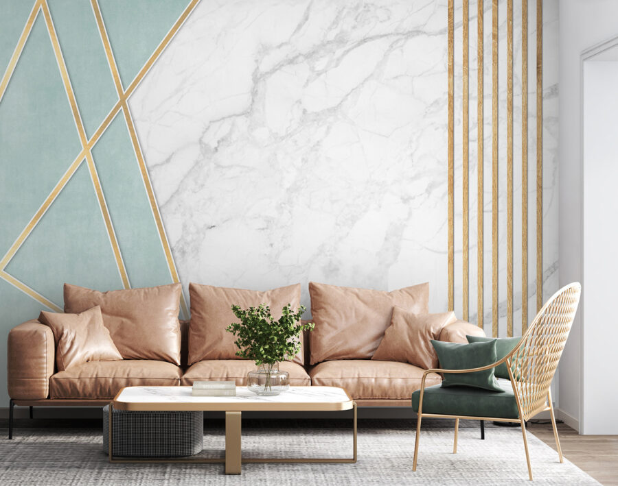 Design elegante em menta e mármore