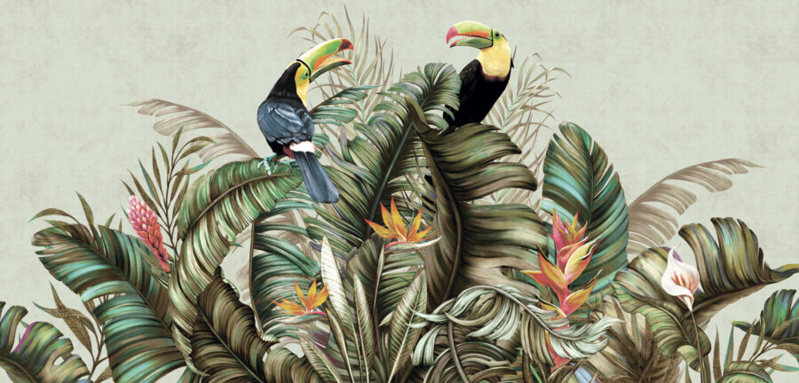 Papel de parede Grupo de aves numa planta - Image 3