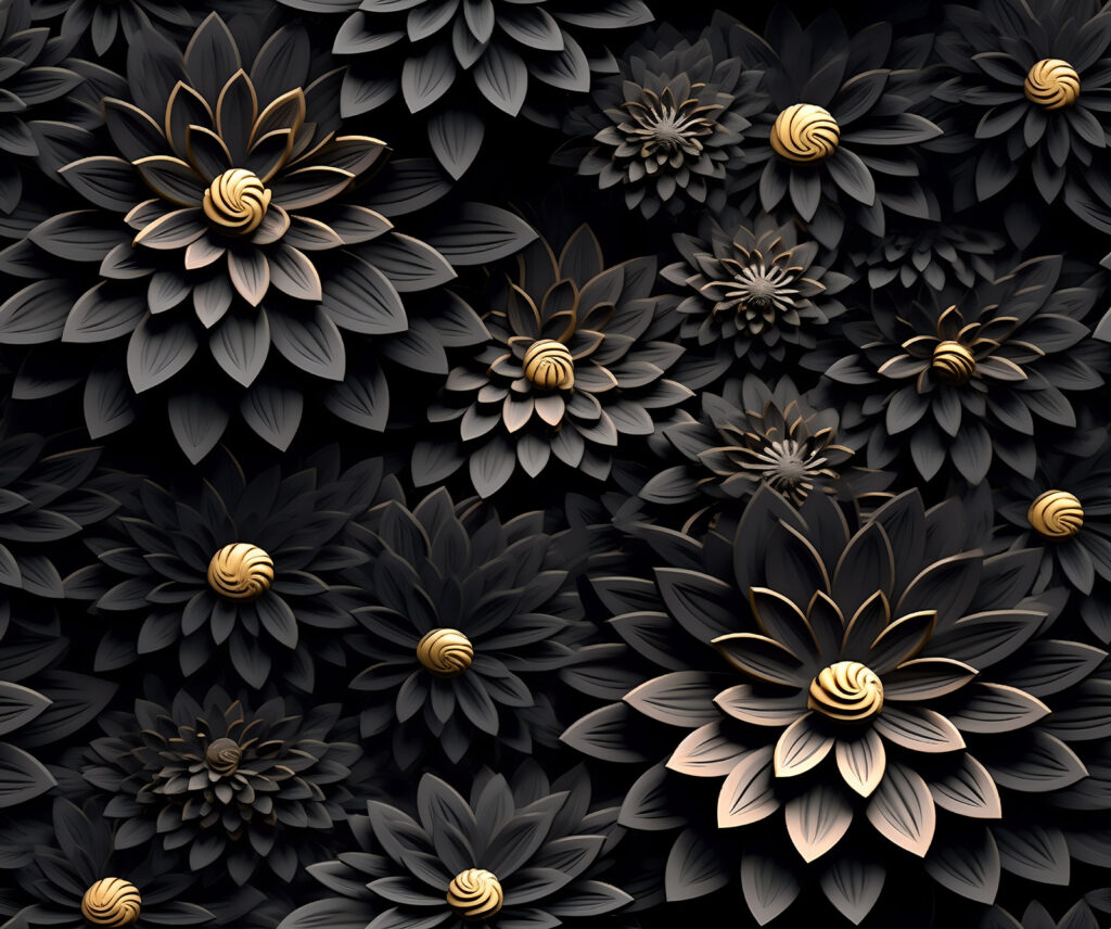 Flores monocromáticas elegantes com centros metálicos Flores monocromáticas elegantes com centros metálicos