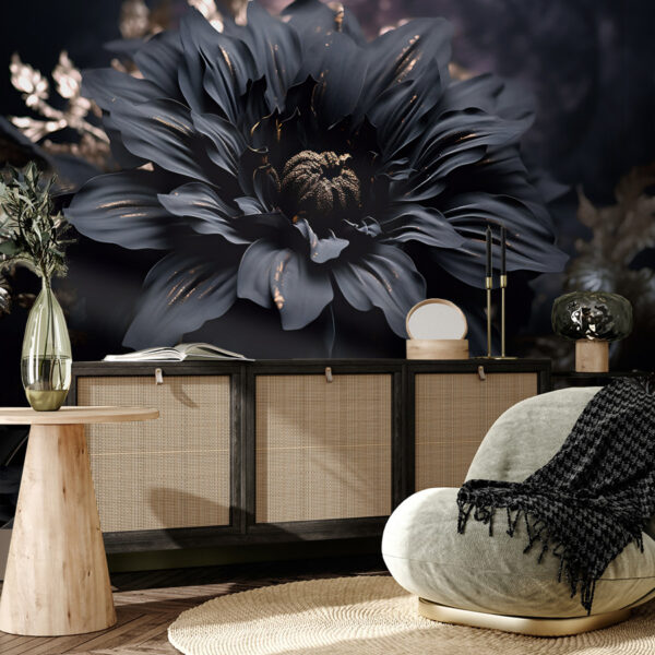 Wall murals Elegant noir bloom shimmers in dark. Wall murals Elegant noir bloom shimmers in dark.