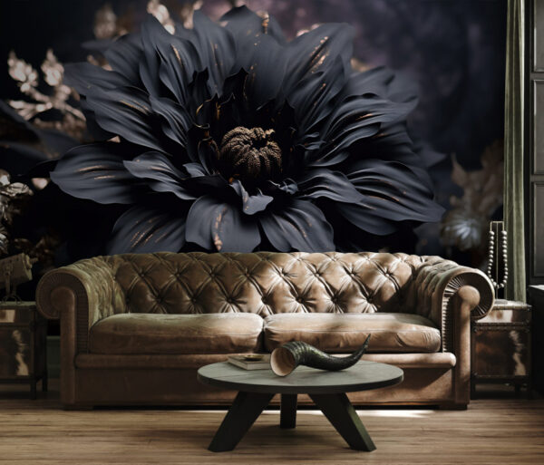 Wall murals Elegant noir bloom shimmers in dark. Wall murals Elegant noir bloom shimmers in dark.