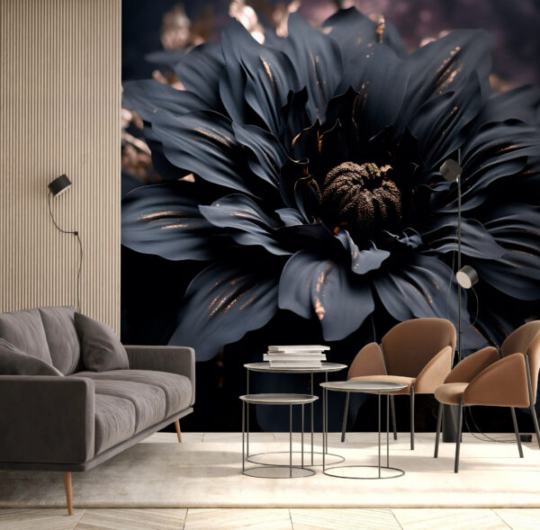 Papel de parede Papel de parede Wall murals Elegant noir bloom shimmers in dark. (REF: u95247)
