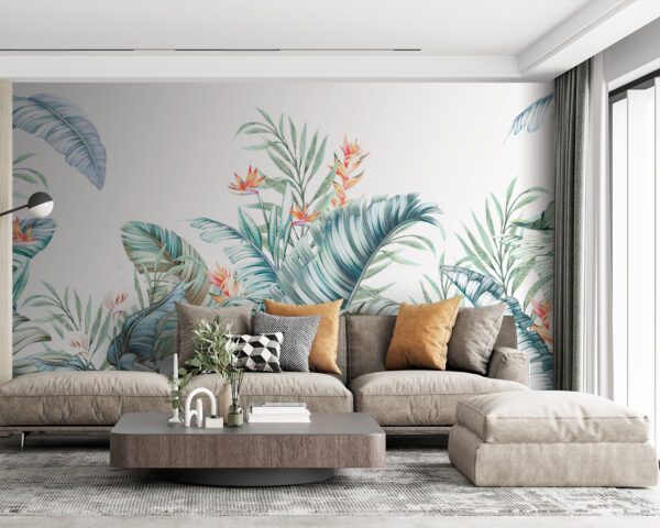 Folhagem tropical com flores vibrantes. Folhagem tropical com flores vibrantes.