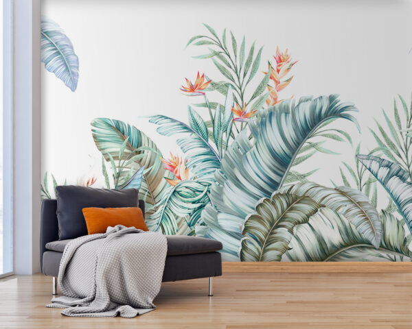 Folhagem tropical com flores vibrantes. Folhagem tropical com flores vibrantes.