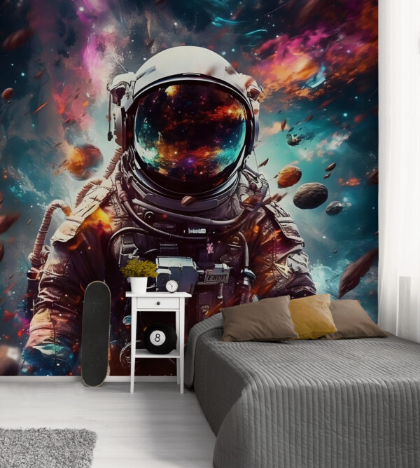 Papel de parede Papel de parede Um astronauta no espaço com um capacete grande (REF: u95147)