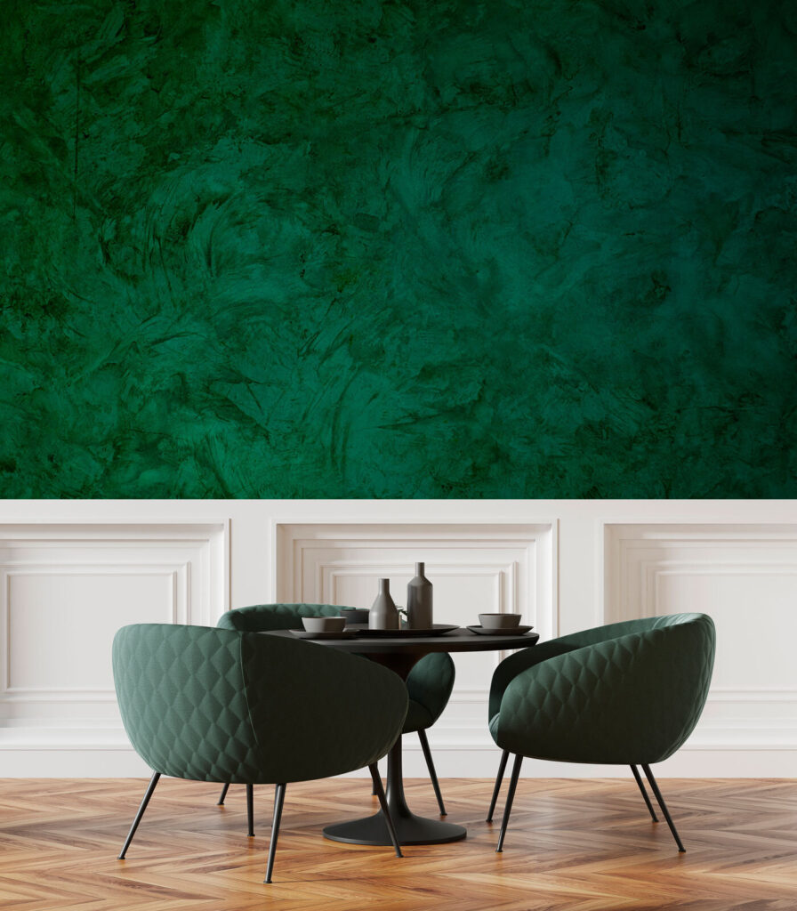 Green wall with a rough surface