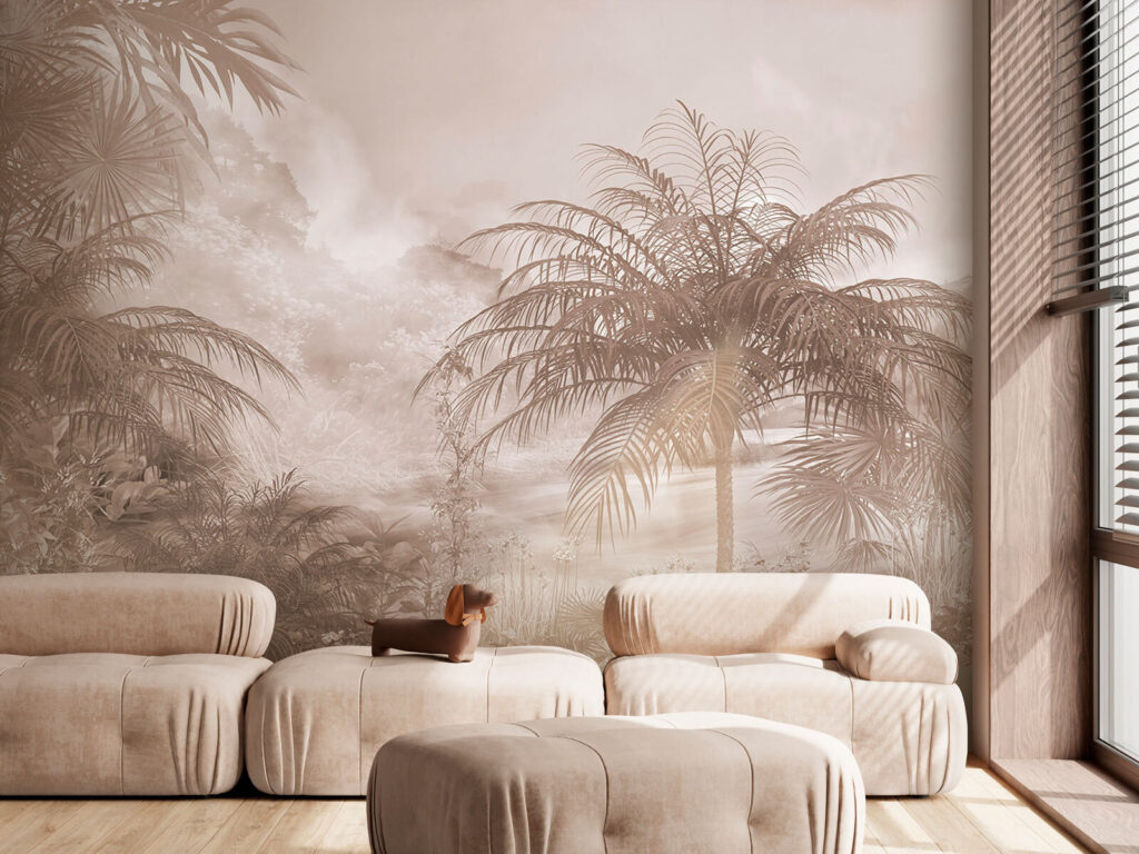 Group of palm trees in fog Group of palm trees in fog