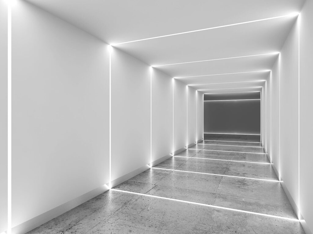 Corredor branco com luzes Corredor branco com luzes