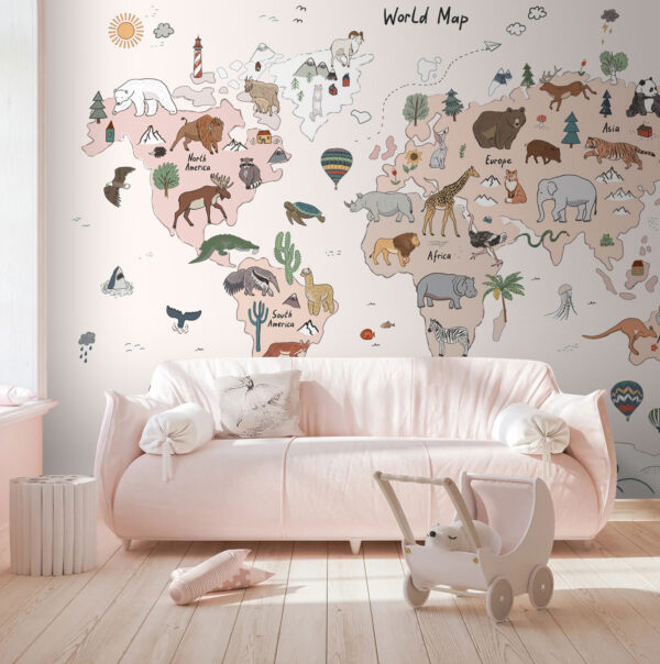Mapa do mundo com animais Mapa do mundo com animais
