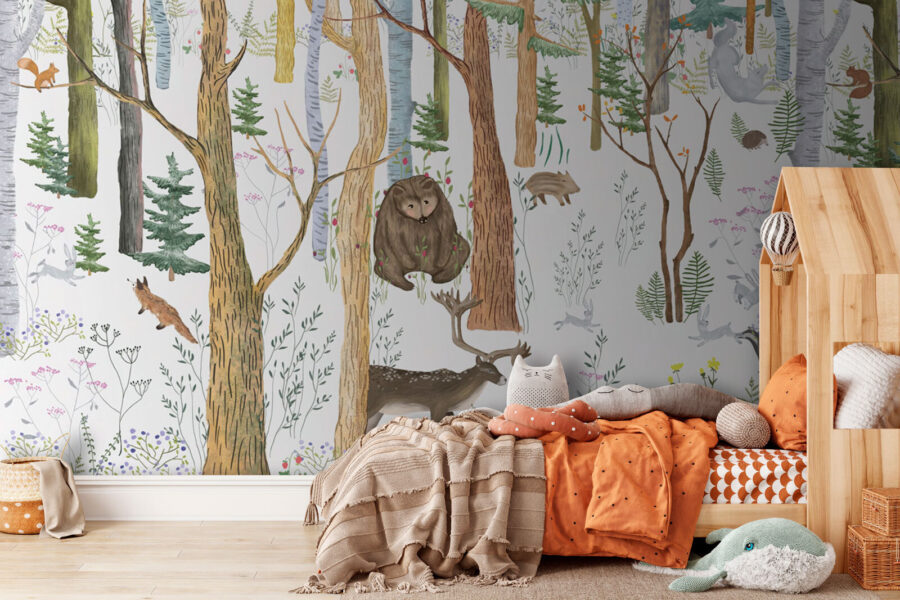 Papel de parede Floresta com árvores e animais - Image 2