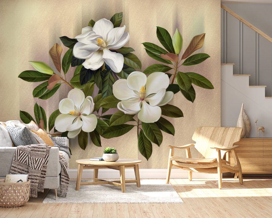 Belas flores de magnólia em exposição