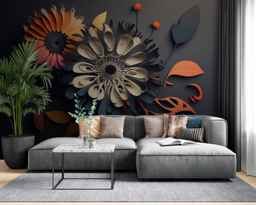 Um recorte de flores em papel