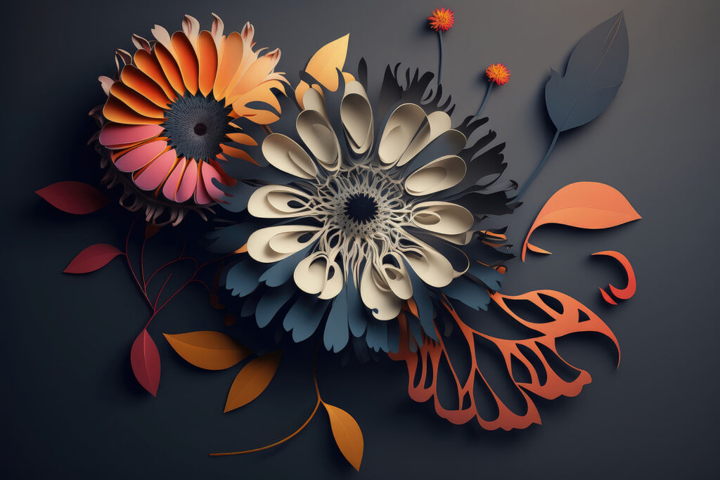 Um recorte de flores em papel Um recorte de flores em papel