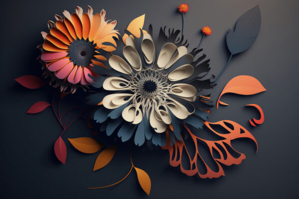 Um recorte de flores em papel Um recorte de flores em papel