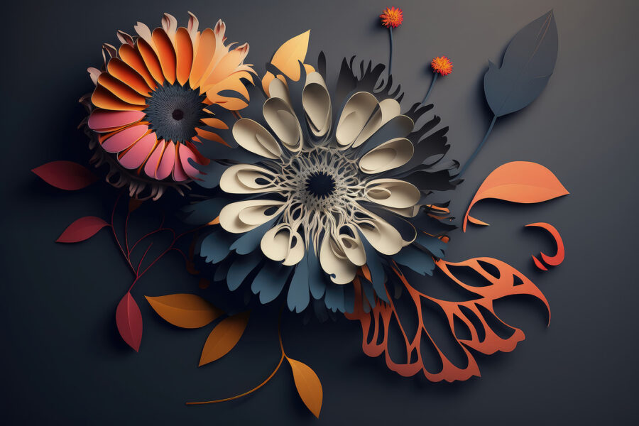 Um recorte de flores em papel