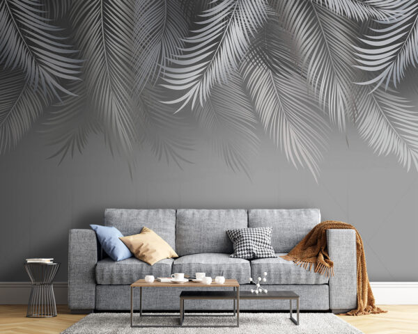 Fundo cinzento e branco com folhas Fundo cinzento e branco com folhas