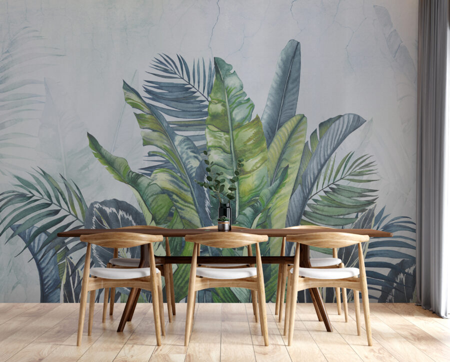 Pintura de um ramo de folhas verdes