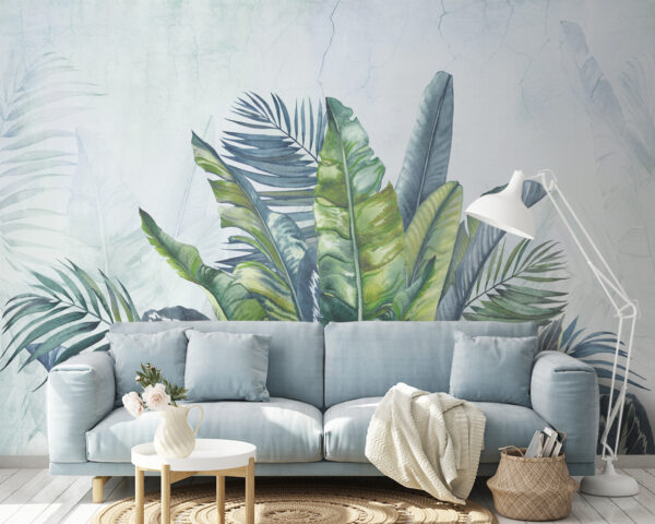Pintura de um ramo de folhas verdes Pintura de um ramo de folhas verdes