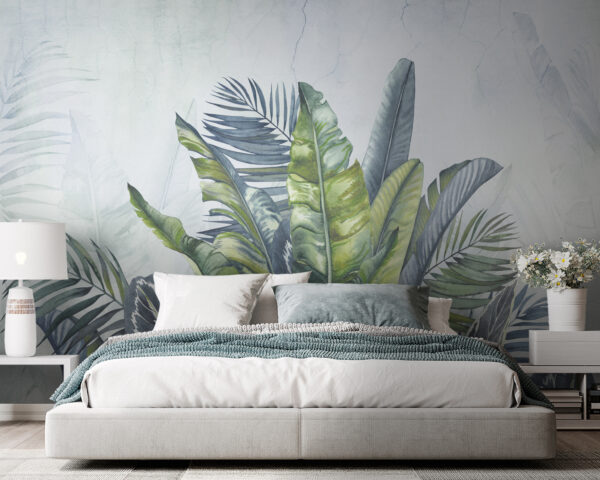 Pintura de um ramo de folhas verdes Pintura de um ramo de folhas verdes