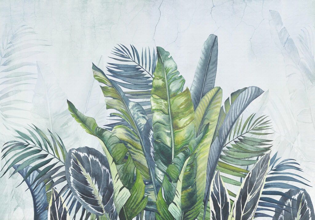 Pintura de um ramo de folhas verdes Pintura de um ramo de folhas verdes