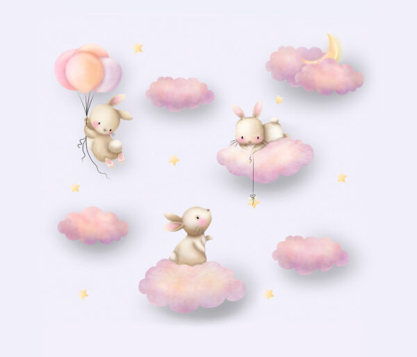 Grupo de coelhos nas nuvens Grupo de coelhos nas nuvens
