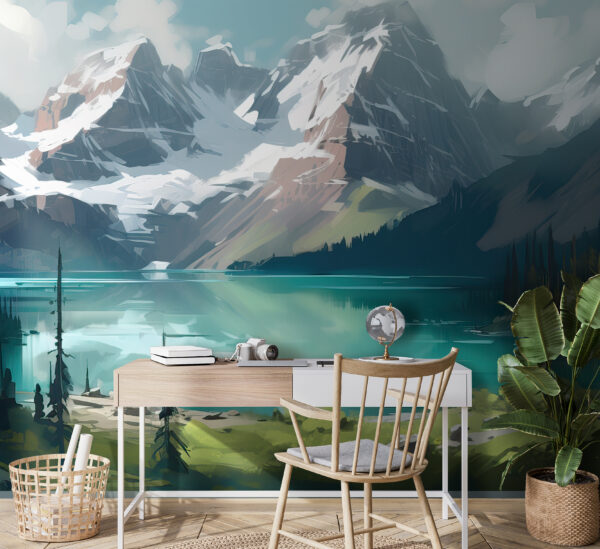 Lago com montanhas ao fundo Lago com montanhas ao fundo
