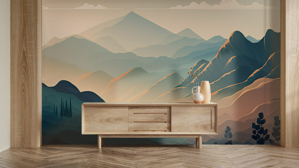 Landscape of mountains and trees