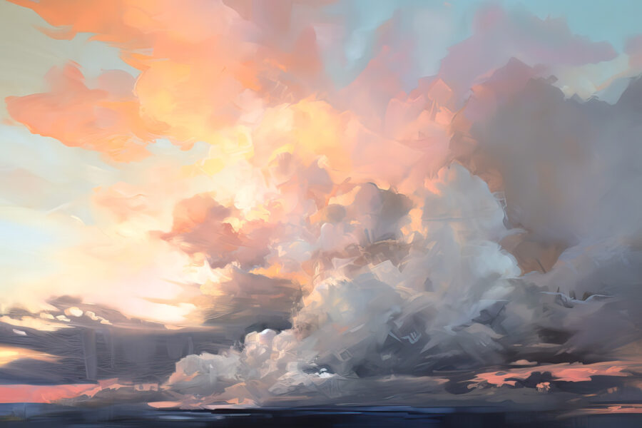 Nuvens coloridas no céu