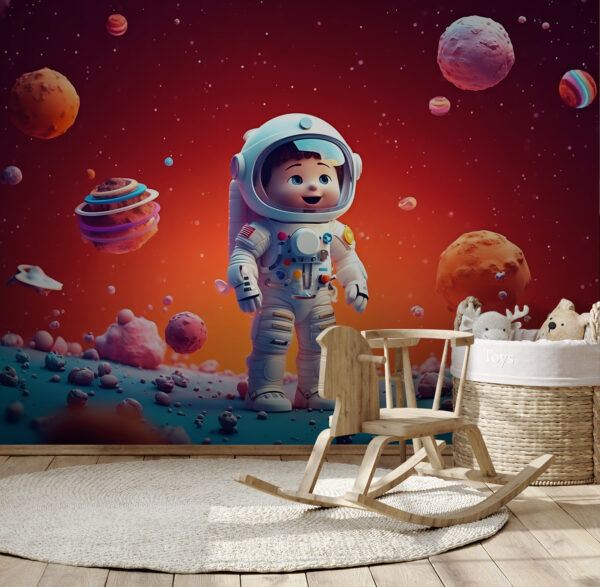 Desenho animado de um astronauta de brincar no espaço Desenho animado de um astronauta de brincar no espaço