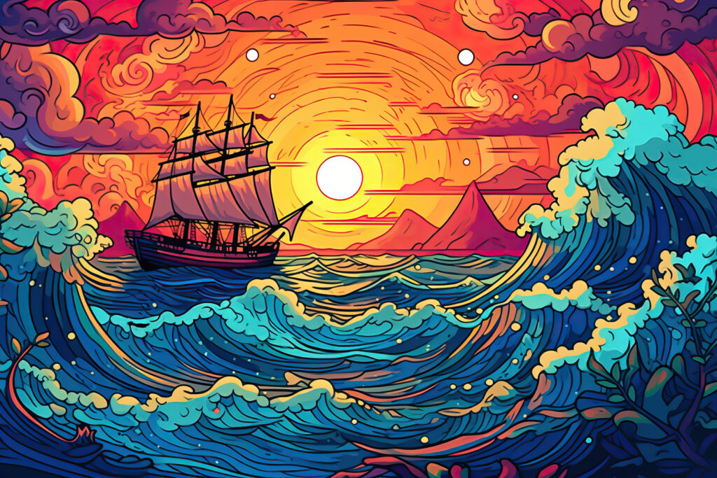Navio no oceano Navio no oceano