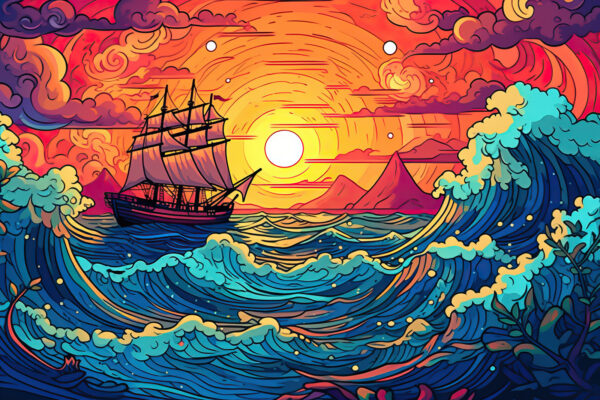 Navio no oceano Navio no oceano