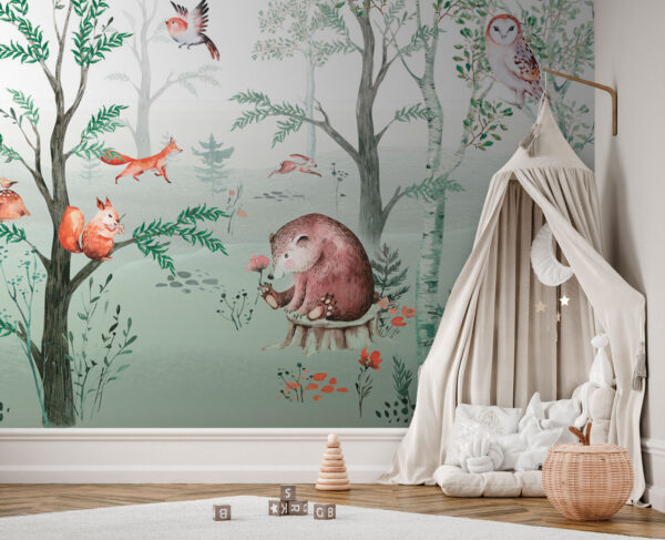 Pintura de animais numa floresta Pintura de animais numa floresta