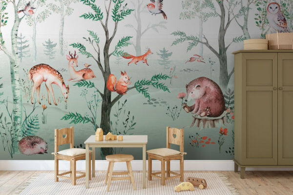 Pintura de animais numa floresta Pintura de animais numa floresta