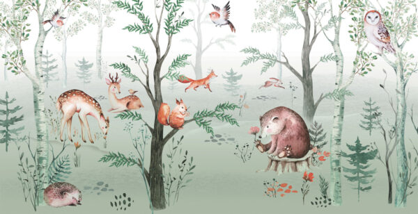 Pintura de animais numa floresta Pintura de animais numa floresta