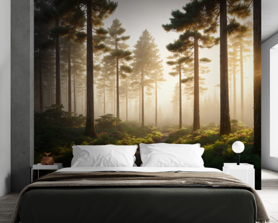 Papel de parede Caminho através de uma floresta com árvores e plantas - Image 2