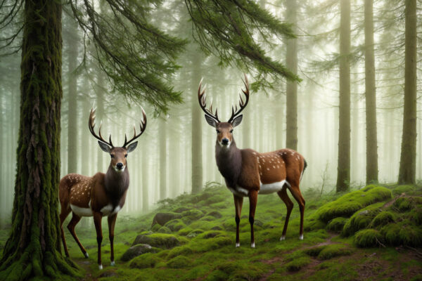 Dois veados numa floresta Dois veados numa floresta